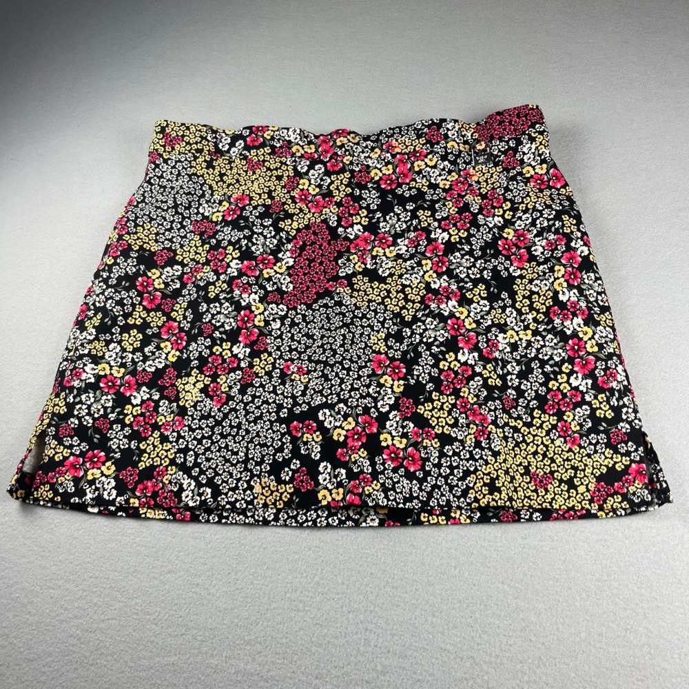 Rafaella Comfort Womens XXL Floral Skort Black Pink Yellow Print Mini Skirt